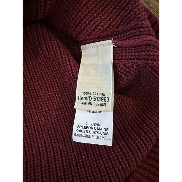 LL Bean Pullover Sweater Womens Sz Small Burgundy Chunky Knit V-Neck Casual EUC - Picture 5 of 7